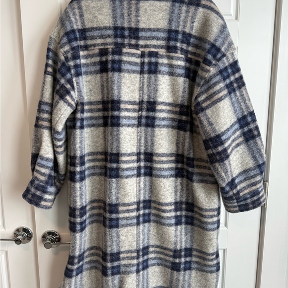 Blue Plaid Long Oversized Coat - Picture 5 of 5